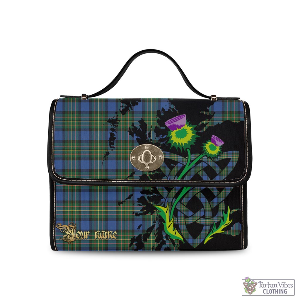 Tartan Vibes Clothing MacLaren Ancient Tartan Waterproof Canvas Bag with Scotland Map and Thistle Celtic Accents