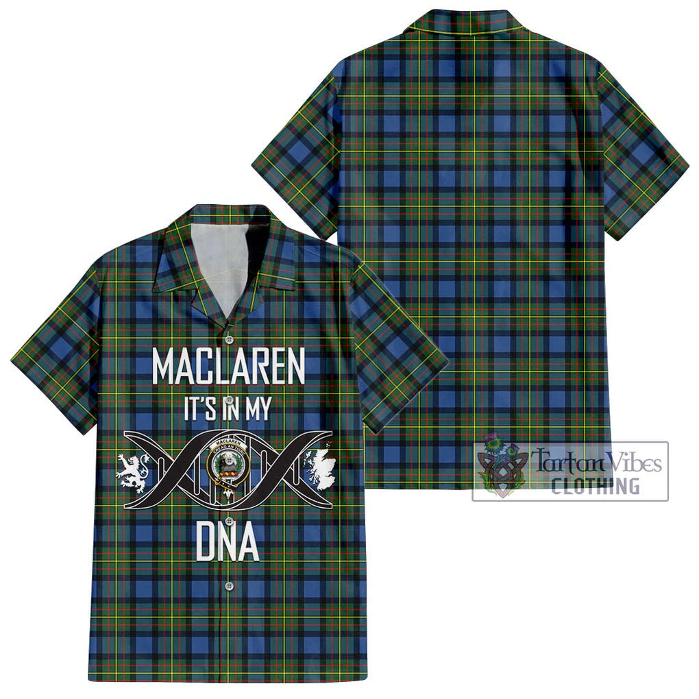 MacLaren Ancient Tartan Short Sleeve Button Shirt with Family Crest DNA In Me Style Kid - Tartanvibesclothing Shop