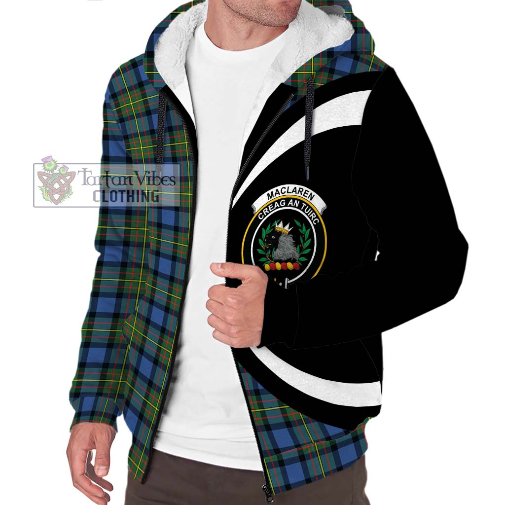 MacLaren Ancient Tartan Sherpa Hoodie with Family Crest Circle Style Unisex S - Tartan Vibes Clothing