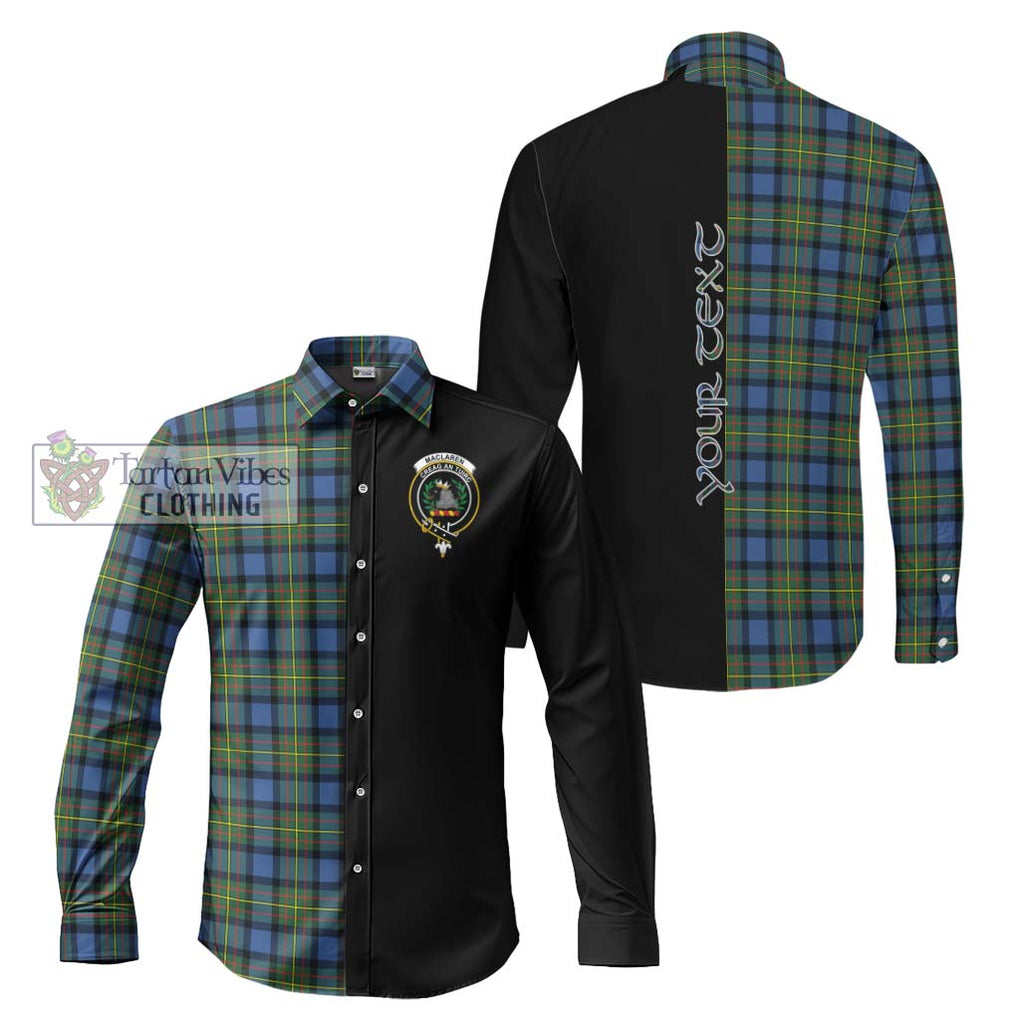 MacLaren Ancient Tartan Long Sleeve Button Shirt with Family Crest and Half Of Me Style Men's Shirt S - Tartanvibesclothing Shop