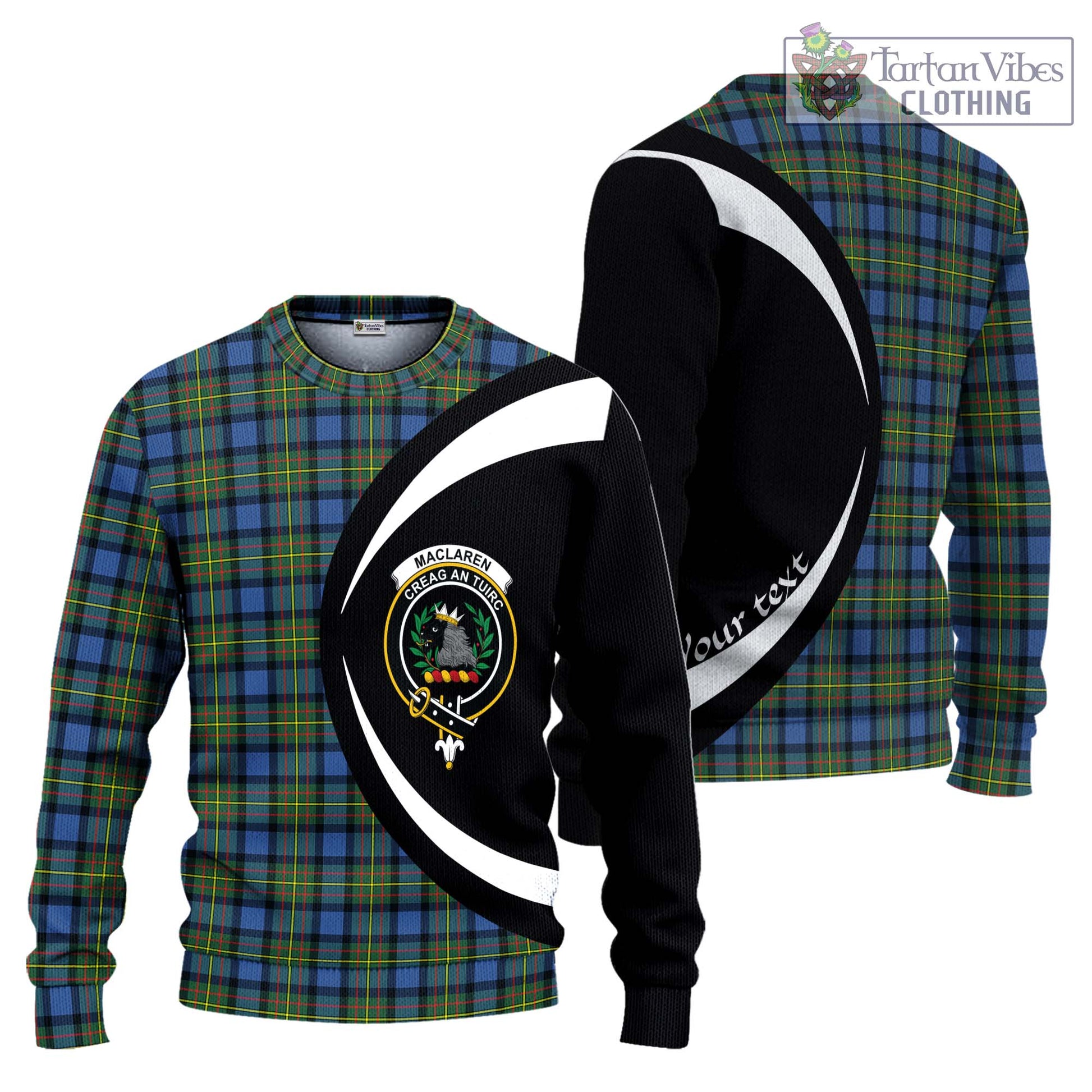 MacLaren Ancient Tartan Knitted Sweater with Family Crest Circle Style Unisex - Tartan Vibes Clothing