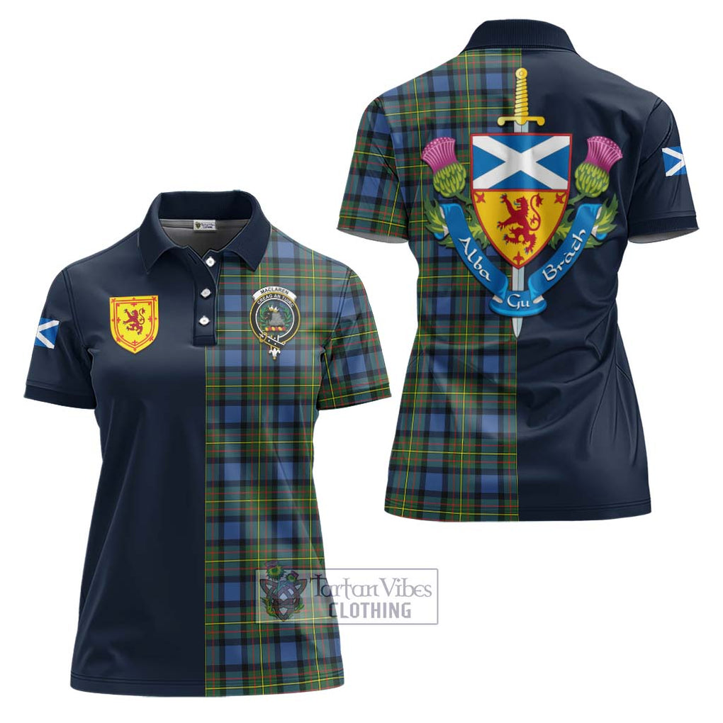 Tartan Vibes Clothing MacLaren Ancient Tartan Women's Polo Shirt with Scottish Lion Royal Arm Half Style