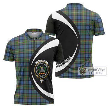 MacLaren Ancient Tartan Zipper Polo Shirt with Family Crest Circle Style