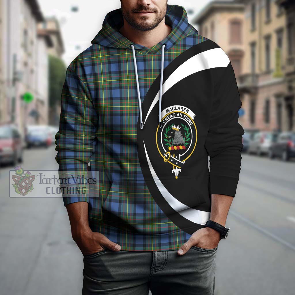 Tartan Vibes Clothing MacLaren Ancient Tartan Hoodie with Family Crest Circle Style