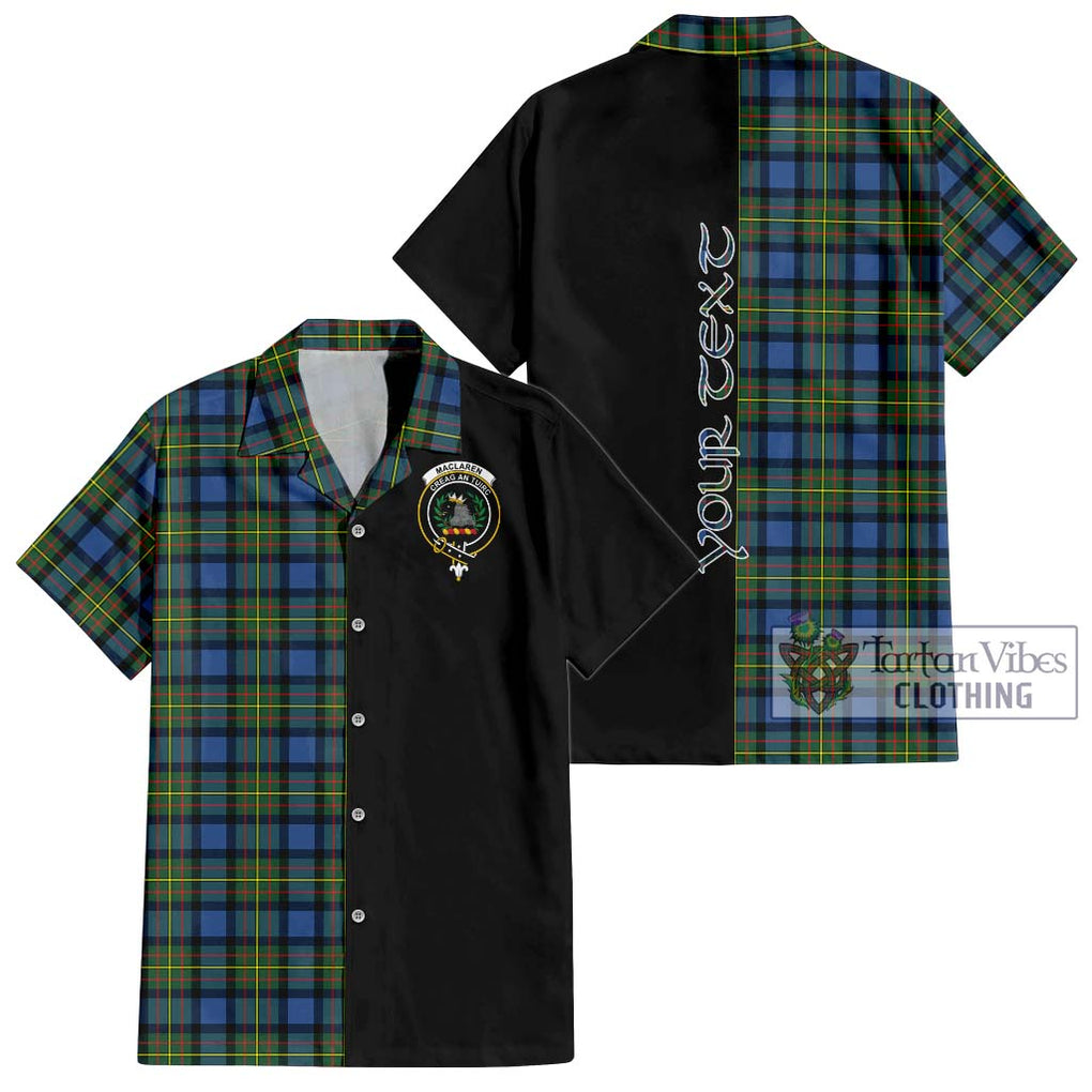 MacLaren Ancient Tartan Short Sleeve Button Shirt with Family Crest and Half Of Me Style Kid - Tartanvibesclothing Shop