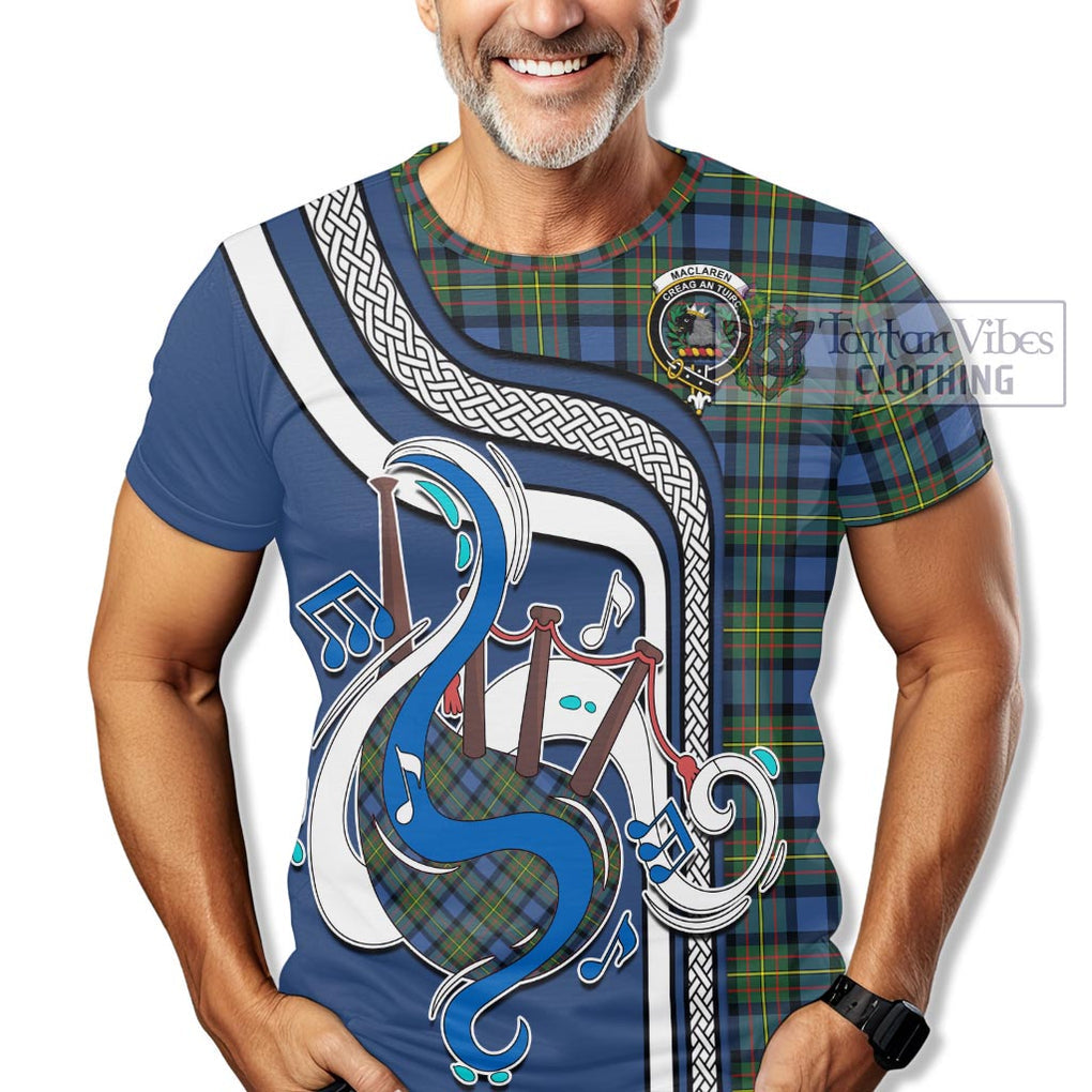 MacLaren Ancient Tartan T-Shirt with Epic Bagpipe Style Kid's Shirt - Tartanvibesclothing Shop