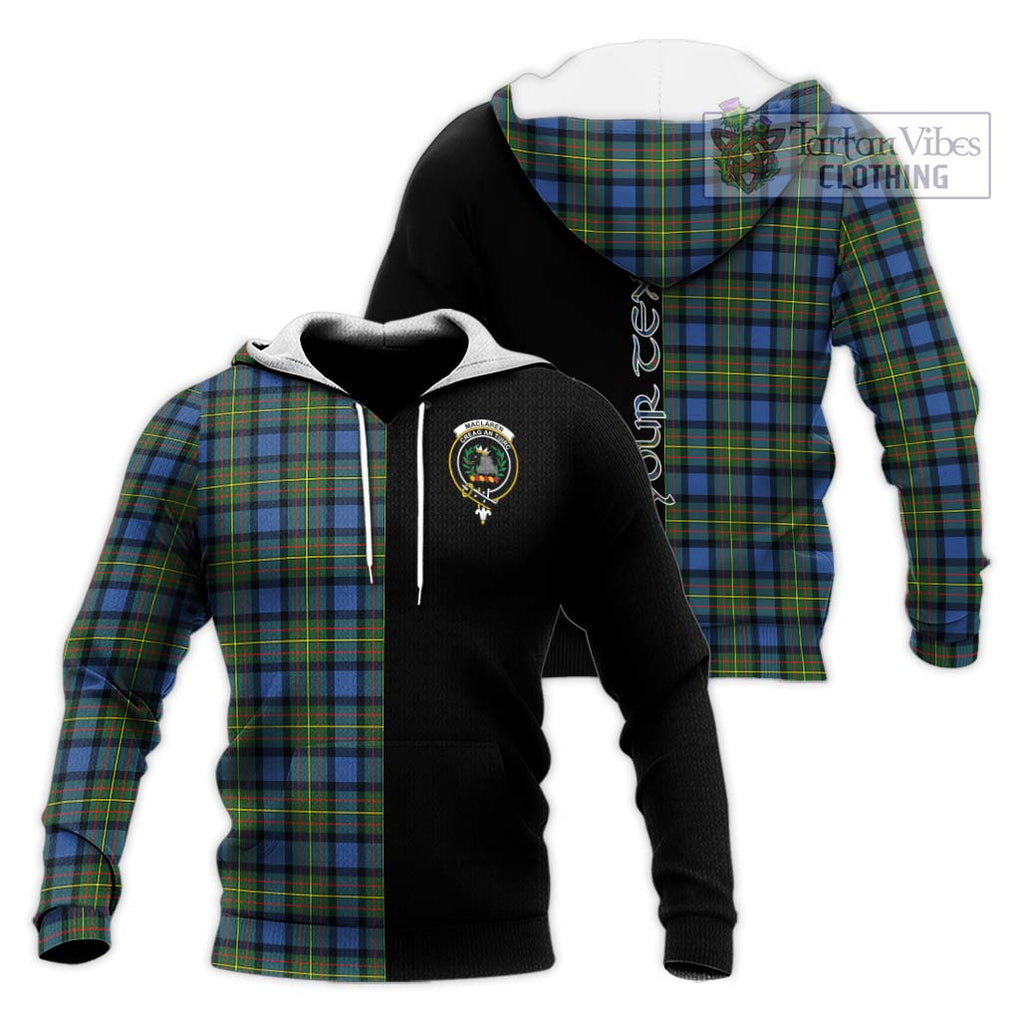 MacLaren Ancient Tartan Knitted Hoodie with Family Crest and Half Of Me Style Unisex Knitted Pullover Hoodie - Tartanvibesclothing Shop