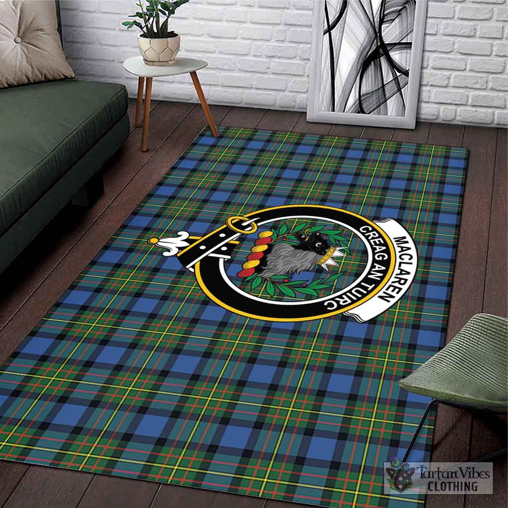 Tartan Vibes Clothing MacLaren Ancient Tartan Area Rug with Family Crest