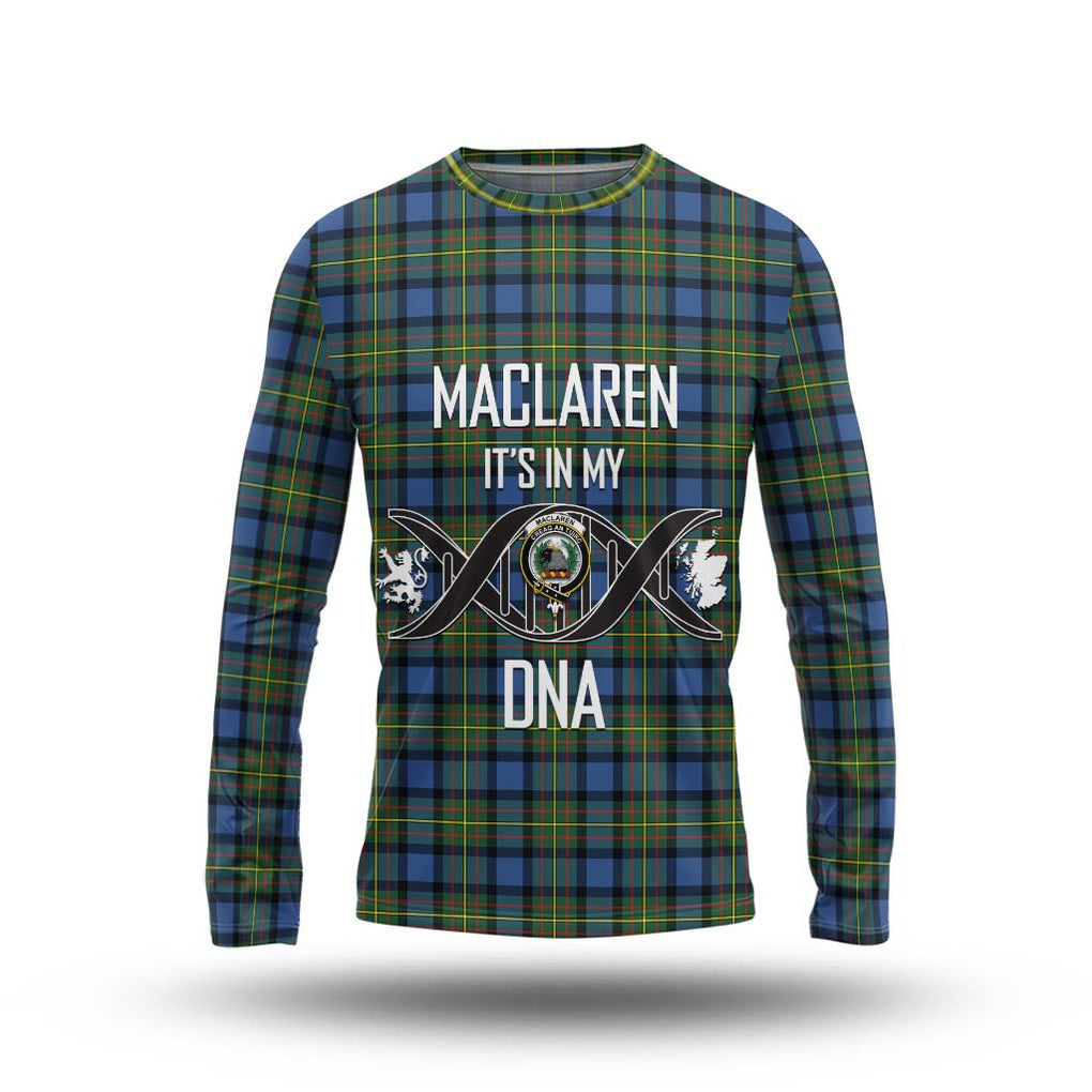 MacLaren Ancient Tartan Long Sleeve T-Shirt with Family Crest DNA In Me Style Unisex - Tartanvibesclothing Shop