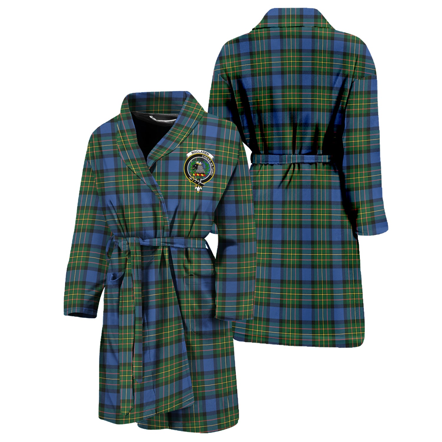 MacLaren Ancient Tartan Bathrobe with Family Crest Unisex S - Tartan Vibes Clothing