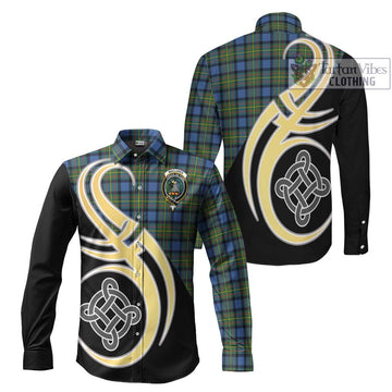 MacLaren Ancient Tartan Long Sleeve Button Shirt with Family Crest and Celtic Symbol Style