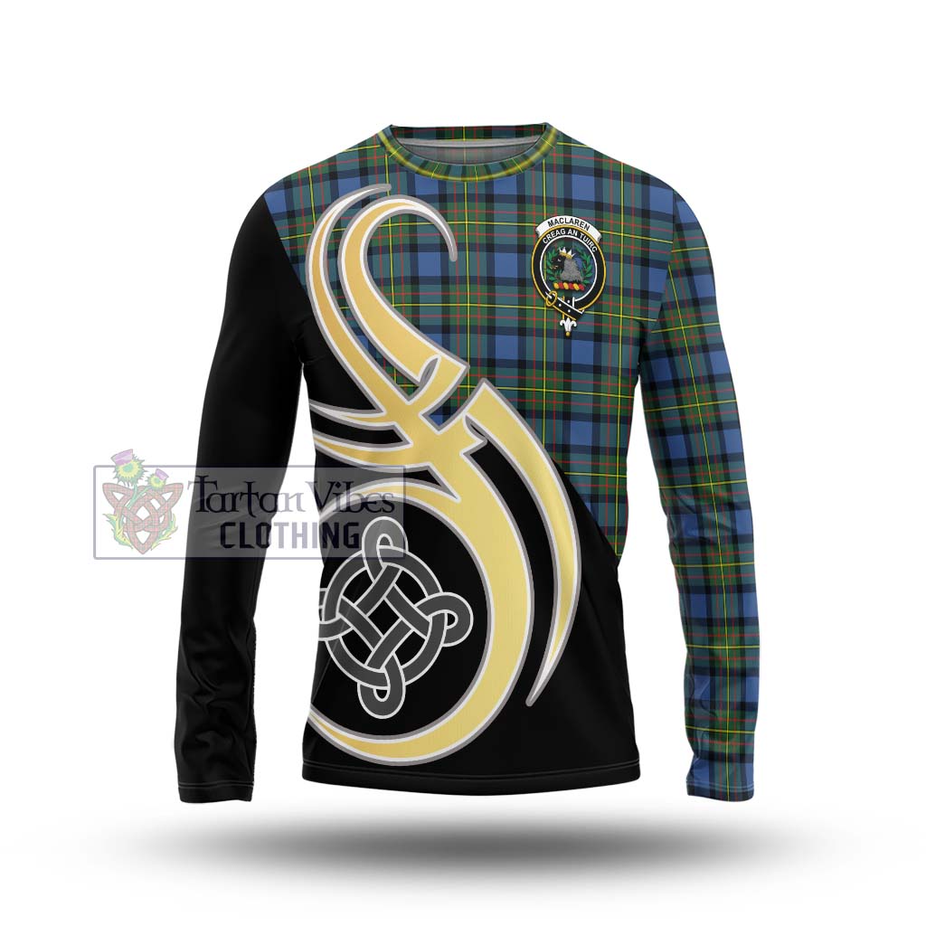 MacLaren Ancient Tartan Long Sleeve T-Shirt with Family Crest and Celtic Symbol Style Unisex - Tartan Vibes Clothing