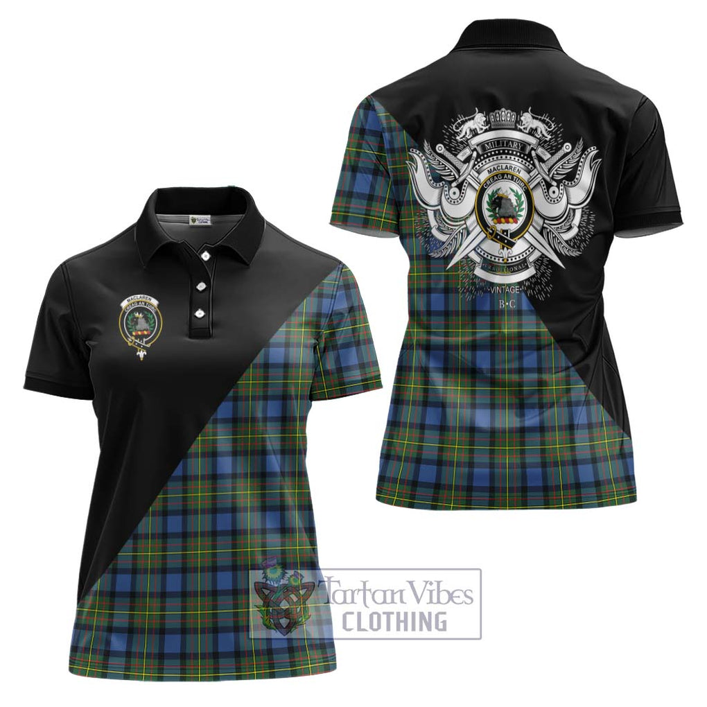 MacLaren Ancient Tartan Women's Polo Shirt with Family Crest and Military Logo Style Women - Tartanvibesclothing Shop