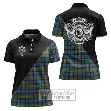 MacLaren Ancient Tartan Women's Polo Shirt with Family Crest and Military Logo Style