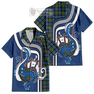 MacLaren Ancient Tartan Short Sleeve Button Shirt with Epic Bagpipe Style