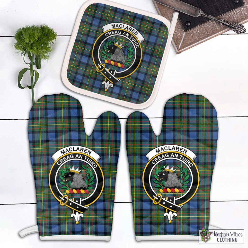 MacLaren Ancient Tartan Combo Oven Mitt & Pot-Holder with Family Crest Combo 1 Oven Mitt & 1 Pot-Holder White - Tartan Vibes Clothing