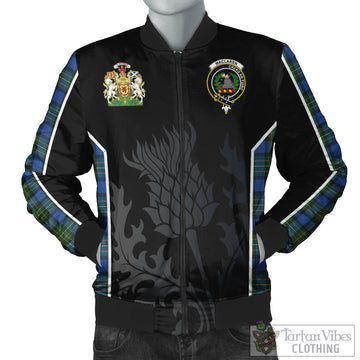 MacLaren Ancient Tartan Bomber Jacket with Family Crest and Scottish Thistle Vibes Sport Style