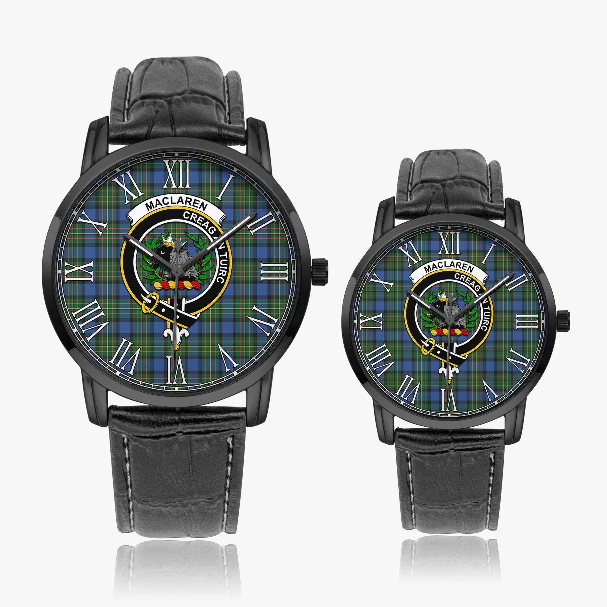 MacLaren Ancient Tartan Family Crest Leather Strap Quartz Watch - Tartanvibesclothing