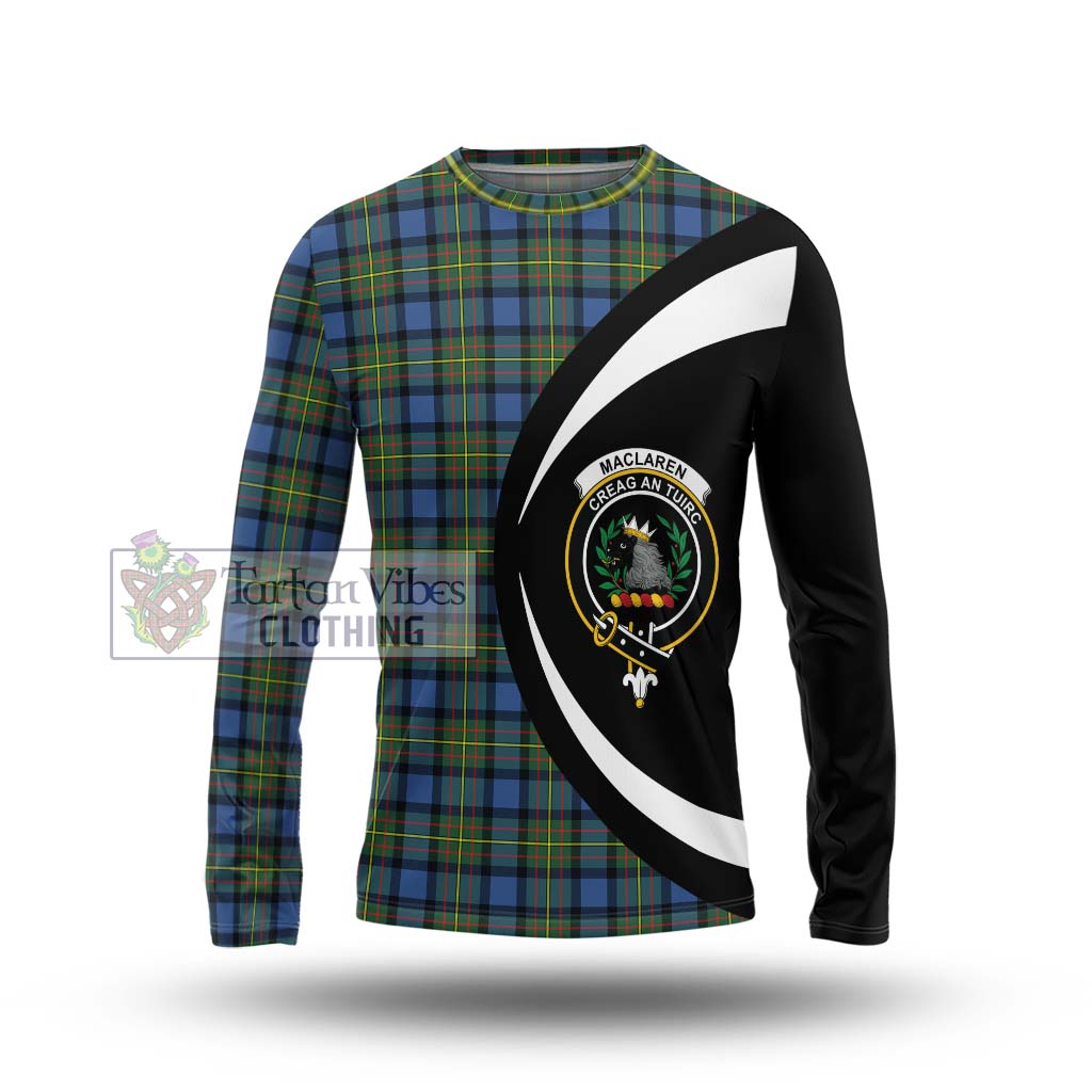 MacLaren Ancient Tartan Long Sleeve T-Shirt with Family Crest Circle Style Unisex - Tartan Vibes Clothing