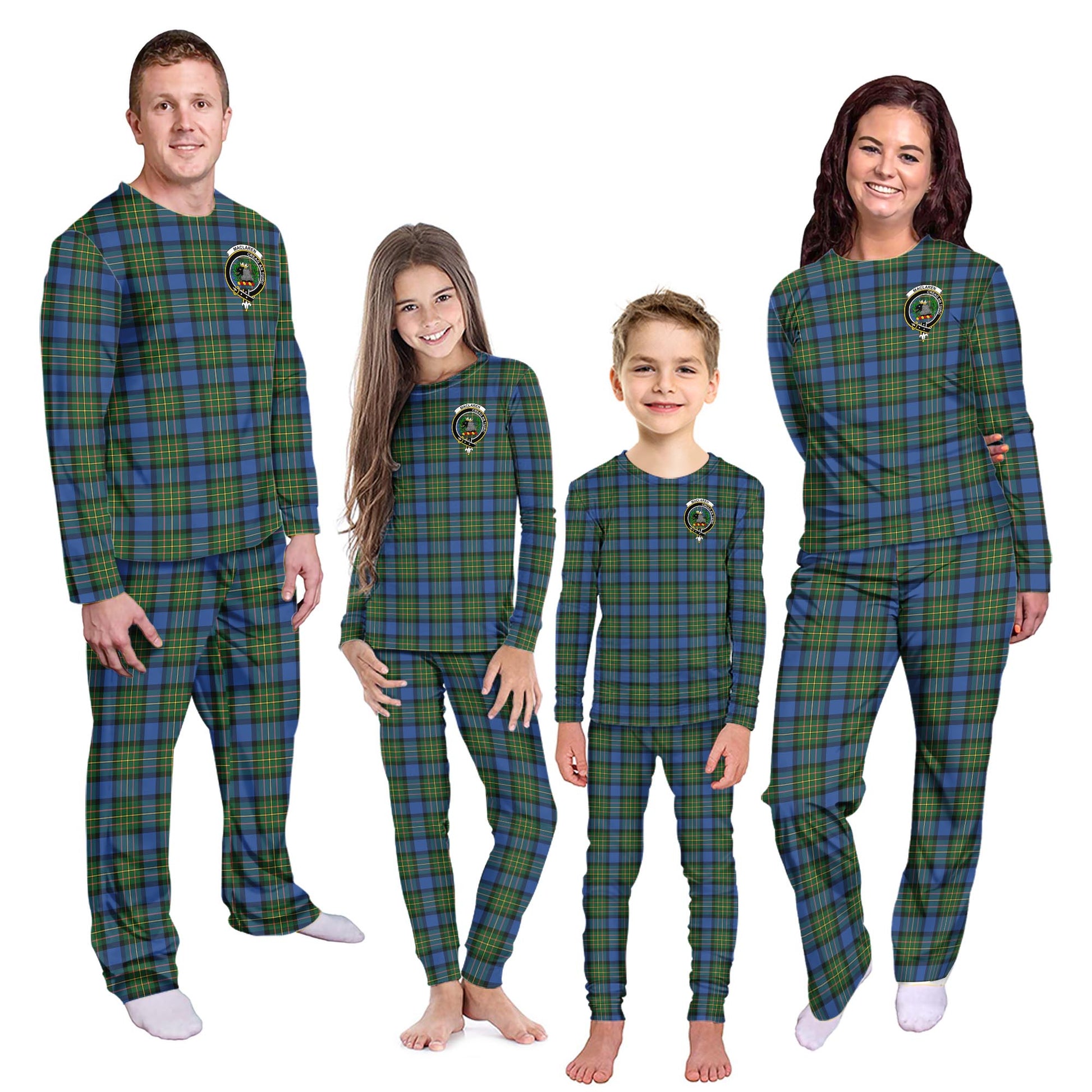 MacLaren Ancient Tartan Pajamas Family Set with Family Crest - Tartanvibesclothing