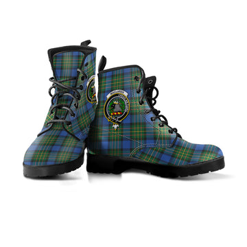 MacLaren Ancient Tartan Leather Boots with Family Crest