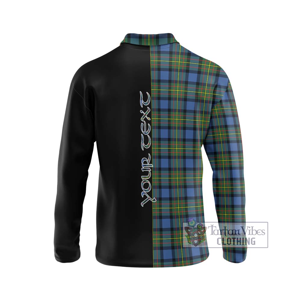 MacLaren Ancient Tartan Long Sleeve Polo Shirt with Family Crest and Half Of Me Style - Tartanvibesclothing Shop