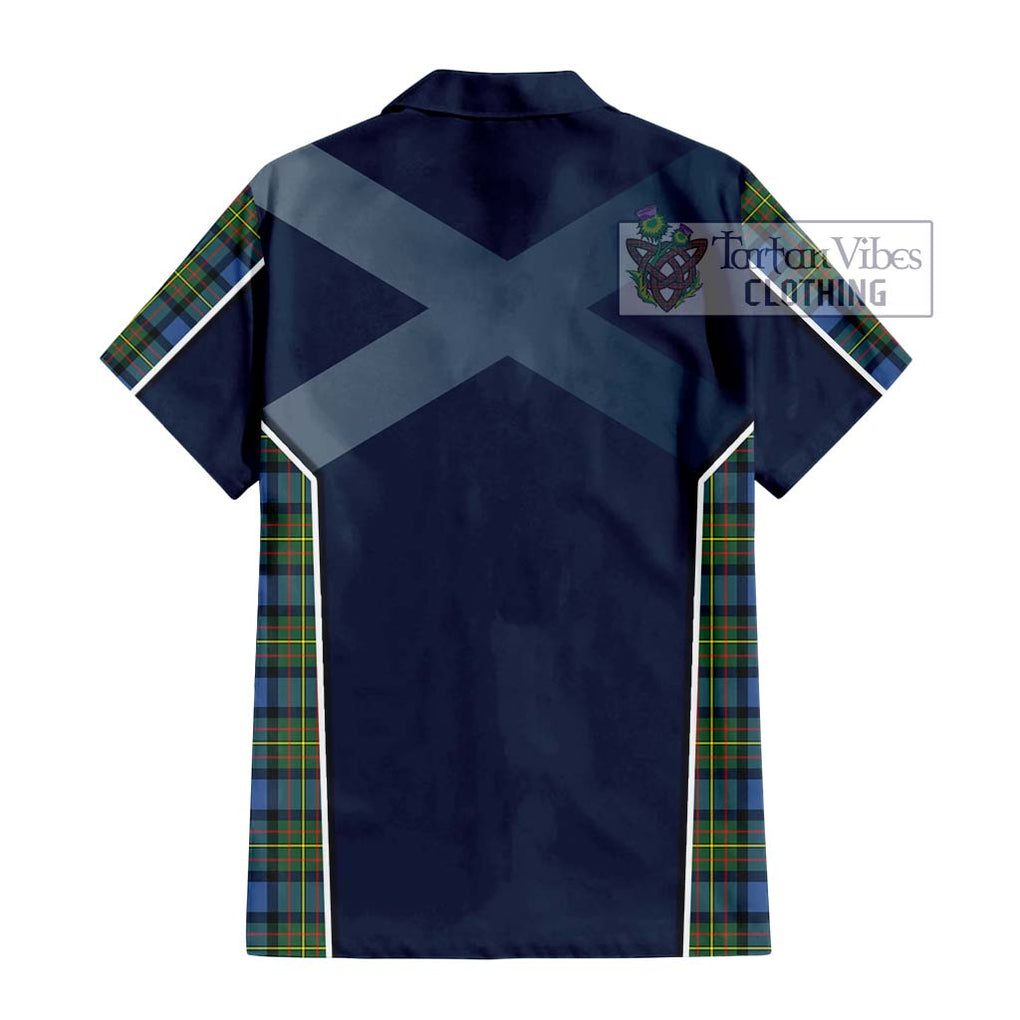 MacLaren Ancient Tartan Short Sleeve Button Shirt with Family Crest and Lion Rampant Vibes Sport Style - Tartan Vibes Clothing