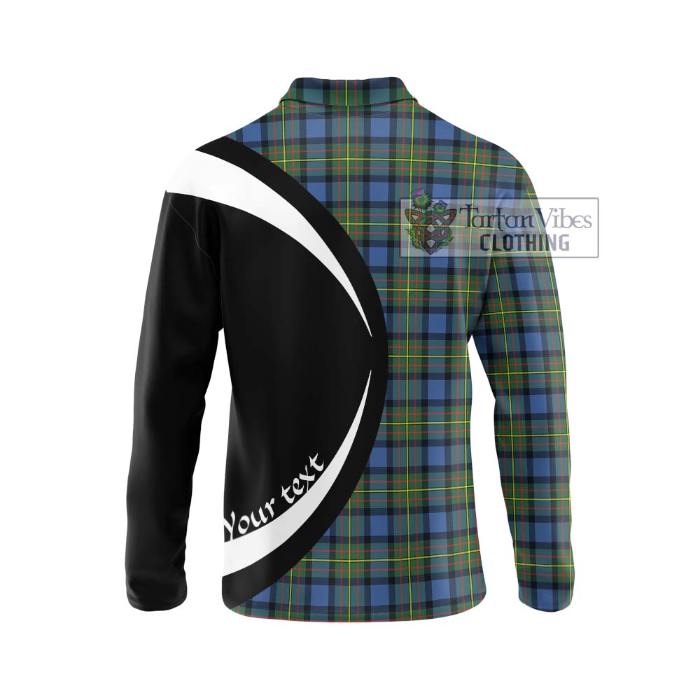 MacLaren Ancient Tartan Long Sleeve Polo Shirt with Family Crest Circle Style - Tartan Vibes Clothing