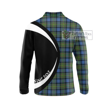 MacLaren Ancient Tartan Long Sleeve Polo Shirt with Family Crest Circle Style