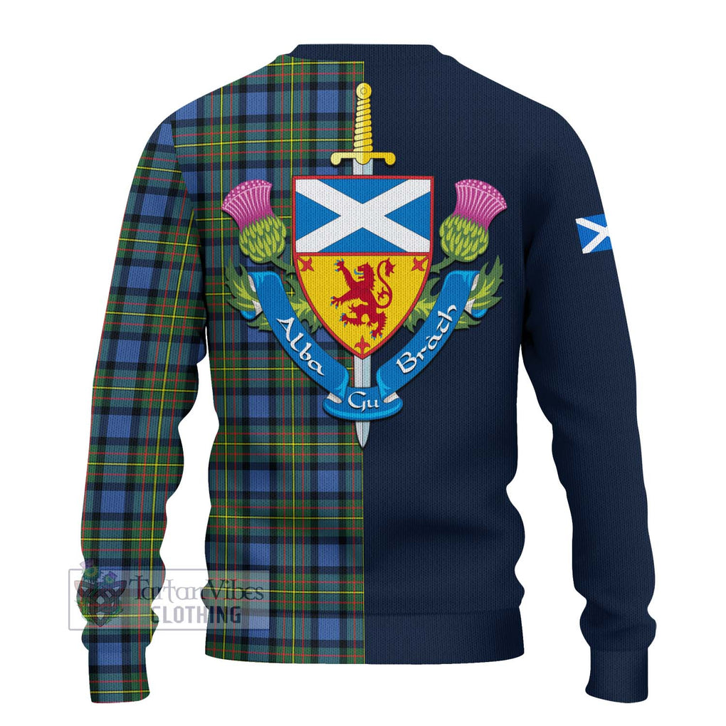 Tartan Vibes Clothing MacLaren Ancient Tartan Knitted Sweater with Scottish Lion Royal Arm Half Style