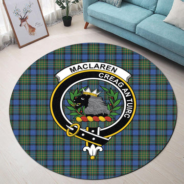 MacLaren Ancient Tartan Round Rug with Family Crest