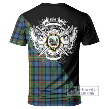 MacLaren Ancient Tartan T-Shirt with Family Crest and Military Logo Style