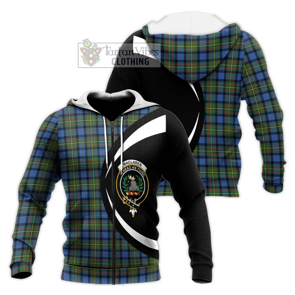 MacLaren Ancient Tartan Knitted Hoodie with Family Crest Circle Style Unisex Knitted Zip Hoodie - Tartan Vibes Clothing