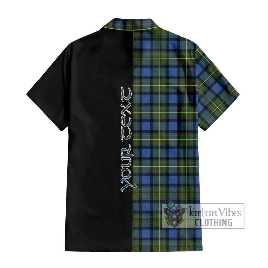 MacLaren Ancient Tartan Short Sleeve Button Shirt with Family Crest and Half Of Me Style - Tartanvibesclothing Shop