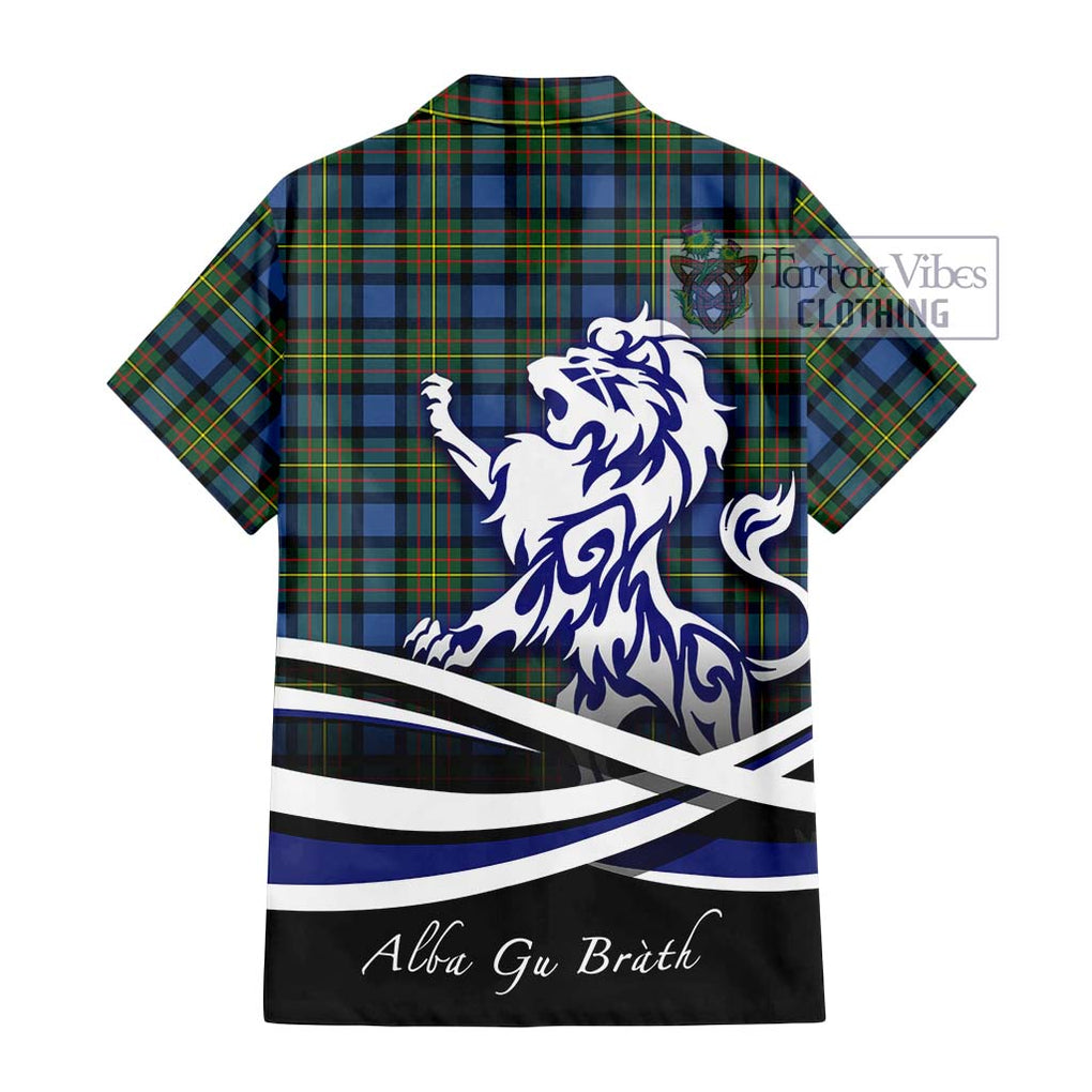 MacLaren Ancient Tartan Short Sleeve Button Shirt with Alba Gu Brath Regal Lion Emblem - Tartanvibesclothing Shop