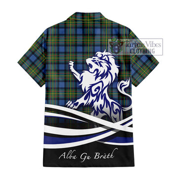 MacLaren Ancient Tartan Short Sleeve Button Shirt with Alba Gu Brath Regal Lion Emblem