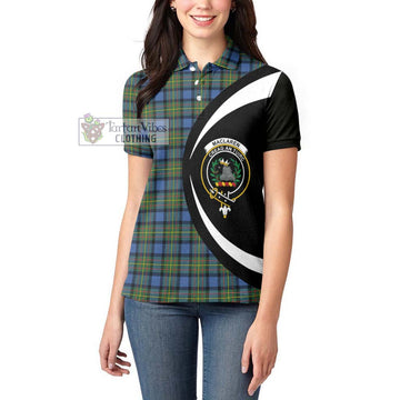 MacLaren Ancient Tartan Women's Polo Shirt with Family Crest Circle Style