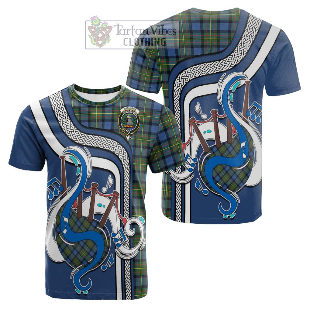 Tartan Vibes Clothing MacLaren Ancient Tartan Cotton T-shirt with Epic Bagpipe Style