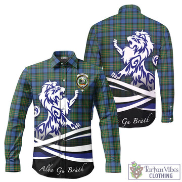 MacLaren Ancient Tartan Long Sleeve Button Up Shirt with Alba Gu Brath Regal Lion Emblem