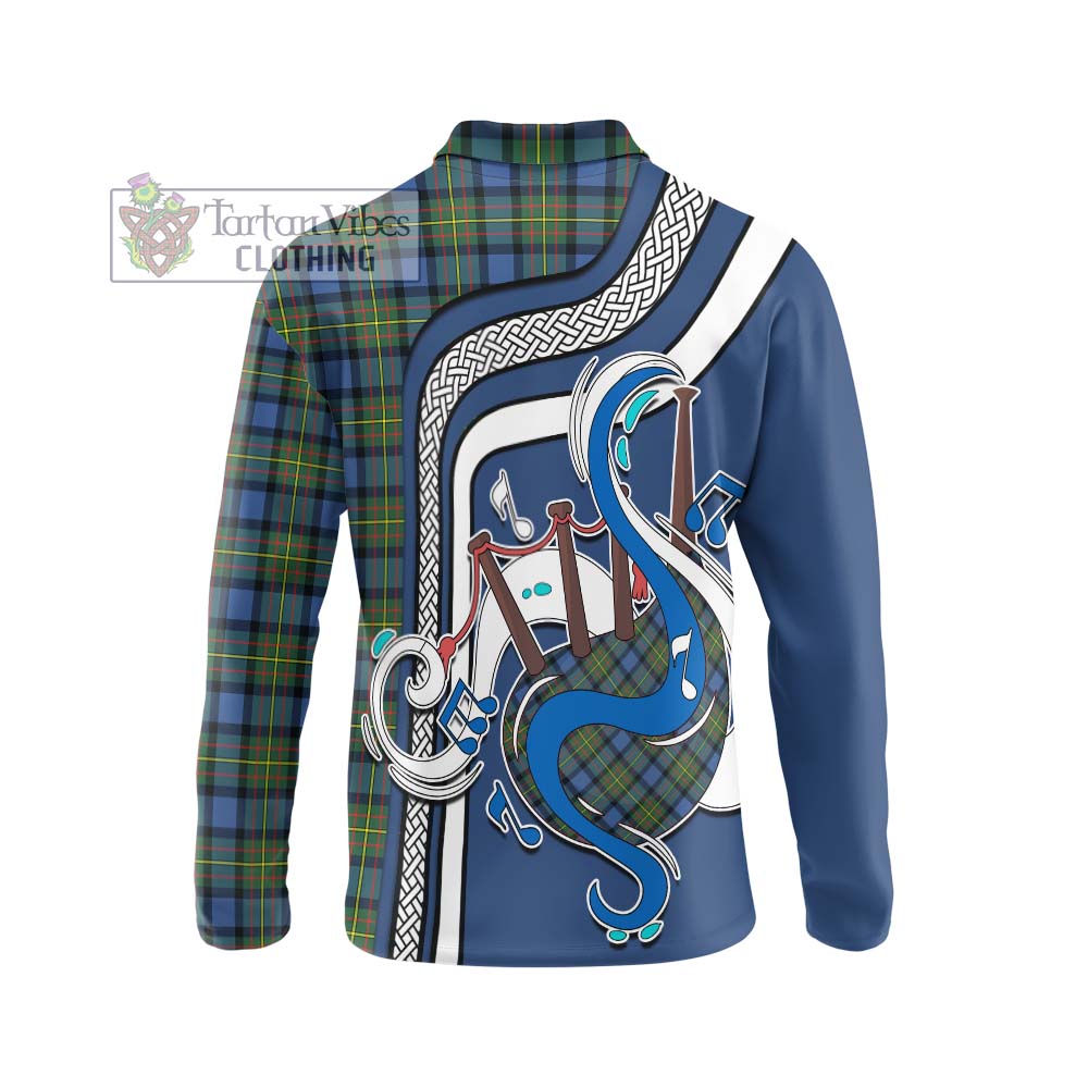 Tartan Vibes Clothing MacLaren Ancient Tartan Long Sleeve Polo Shirt with Epic Bagpipe Style