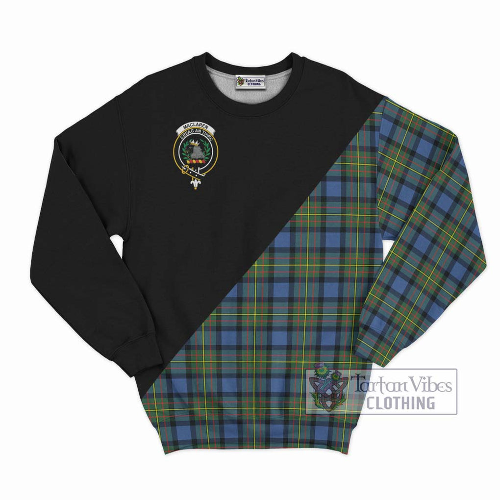 MacLaren Ancient Tartan Sweatshirt with Family Crest and Military Logo Style - Tartanvibesclothing Shop