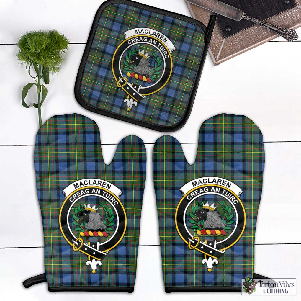 MacLaren Ancient Tartan Combo Oven Mitt & Pot-Holder with Family Crest Combo 1 Oven Mitt & 1 Pot-Holder Black - Tartan Vibes Clothing