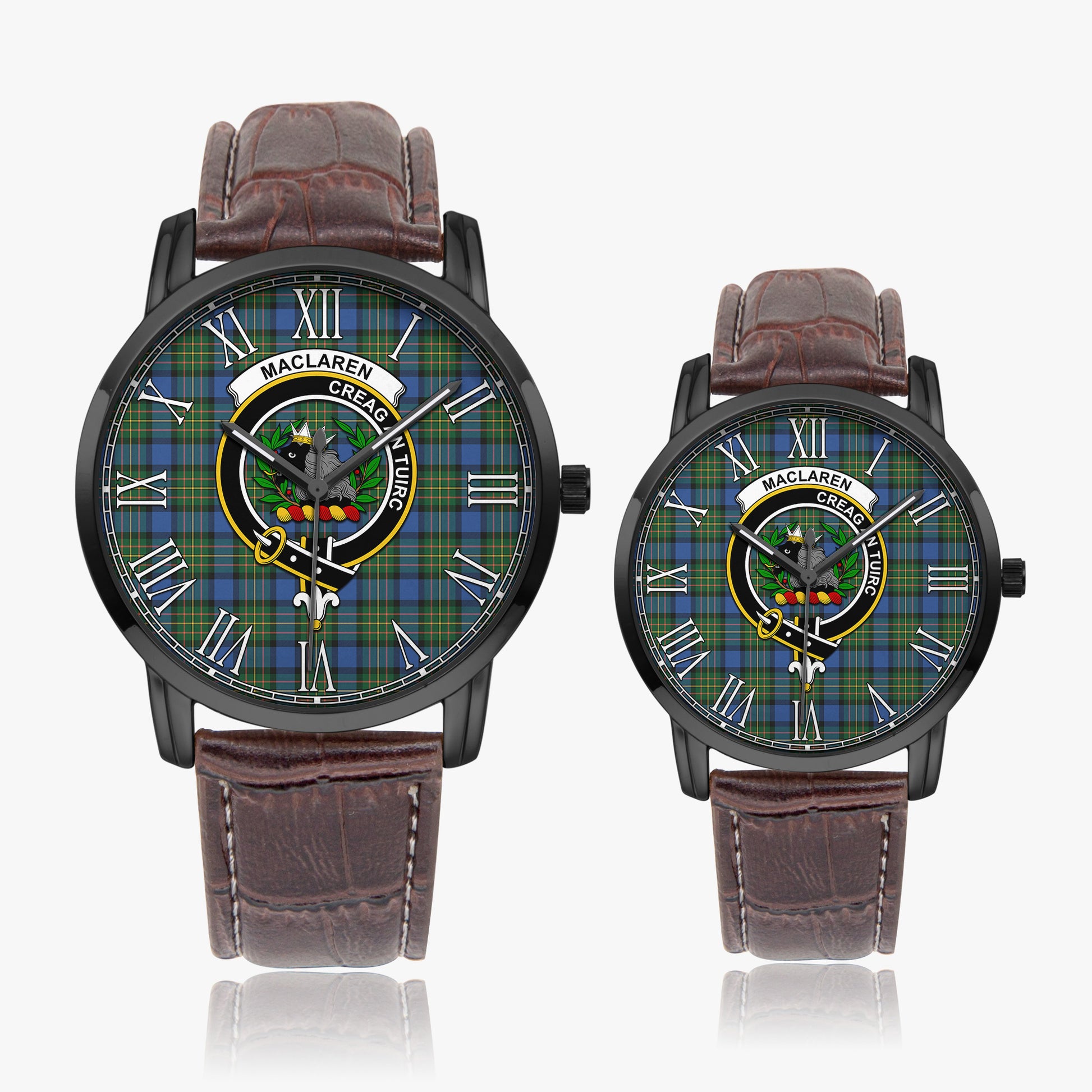 MacLaren Ancient Tartan Family Crest Leather Strap Quartz Watch - Tartanvibesclothing