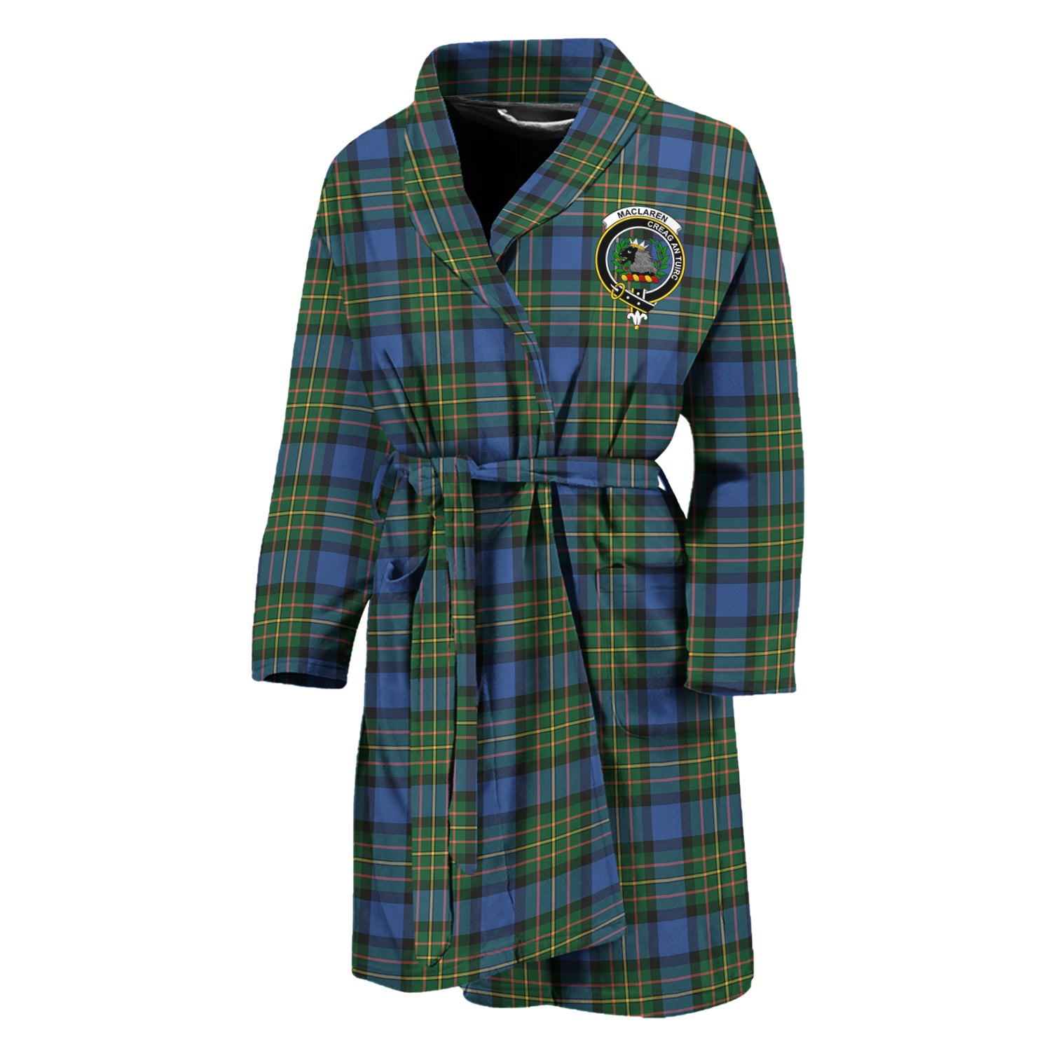 MacLaren Ancient Tartan Bathrobe with Family Crest Unisex M - Tartan Vibes Clothing