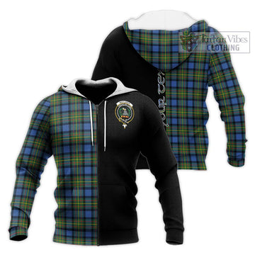 MacLaren Ancient Tartan Knitted Hoodie with Family Crest and Half Of Me Style