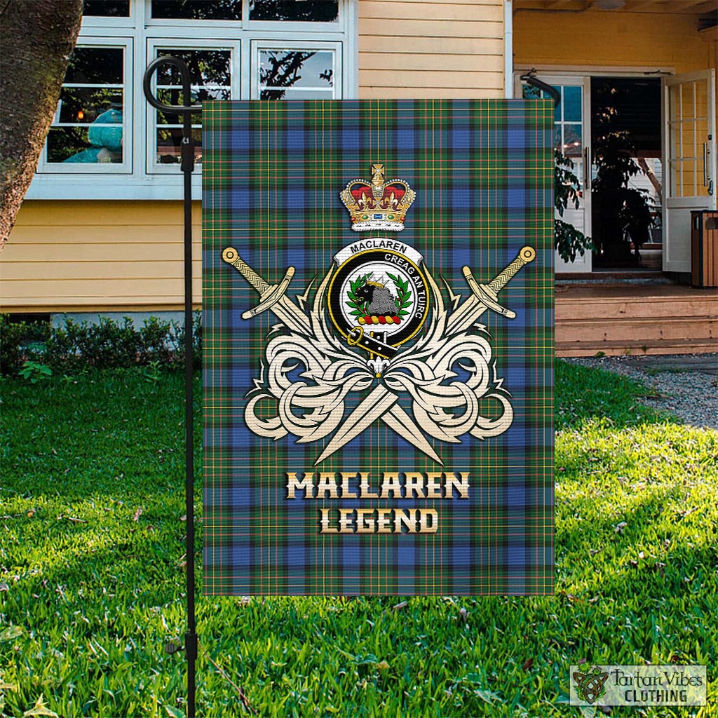 Tartan Vibes Clothing MacLaren Ancient Tartan Flag with Clan Crest and the Golden Sword of Courageous Legacy