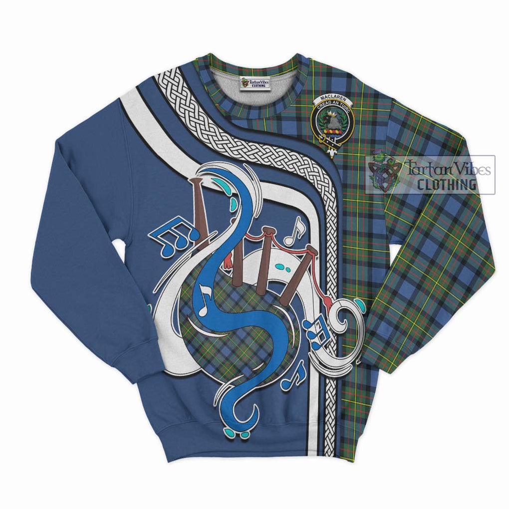 Tartan Vibes Clothing MacLaren Ancient Tartan Sweatshirt with Epic Bagpipe Style