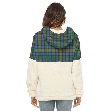 MacLaren Ancient Tartan Women's Borg Fleece Hoodie With Half Zip with Family Crest