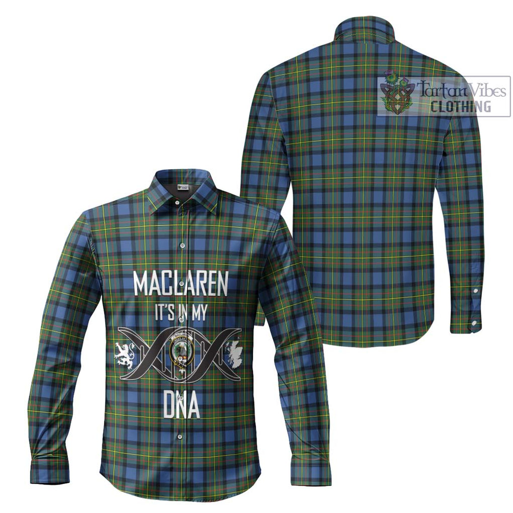 MacLaren Ancient Tartan Long Sleeve Button Shirt with Family Crest DNA In Me Style Men's Shirt - Tartanvibesclothing Shop