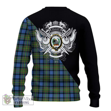 MacLaren Ancient Tartan Ugly Sweater with Family Crest and Military Logo Style